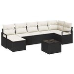vidaXL Ensemble de canapé de jardin avec coussin 8 Pièces Marron  Crème