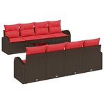 vidaXL Ensemble de Canapés 9 Pièces Marron et rouge Polyester