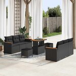 vidaXL Ensemble de canapé de jardin 9 Pièces Noir polyrotin