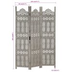 vidaXL Cloison de séparation 3 panneaux Gris 120x165 cm Bois manguier