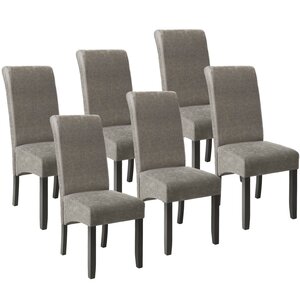 Lot de 6 chaises pieds noir siège de salon cuisine salle à manger design carré élégant gris 08_0000088