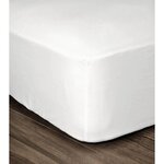 Drap housse 100 Coton 180 x 200 cm - Bonnet 35 cm - Blanc