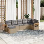 vidaXL Salon de jardin avec coussins 7 Pièces beige résine tressée