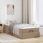vidaXL Cadre de lit avec matelas Cappuccino 90 x 190 cm Faux cuir