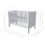 Lit évolutif bébé à barreaux gris 60 x 120 cm