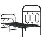 vidaXL Cadre de lit métal avec tête de lit/pied de lit noir 75x190 cm