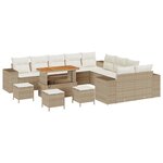 vidaXL Ensemble de canapé de jardin 14 Pièces Beige polyrotin