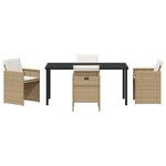 vidaXL Ensemble de Salle à Manger de Jardin de 5 Pièces avec Coussins Beige Rattan Poly