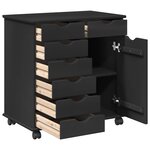 vidaXL Cabinet roulant 63 5 x 39 x 65 5 cm Bois de Pin Massif Noir