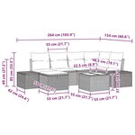 vidaXL Ensemble de canapé de jardin 7 Pièces Noir 55 x 62 x 69 cm
