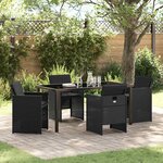 vidaXL Ensemble de salle à manger pour jardin 5 Pièces Noir Poly rotin