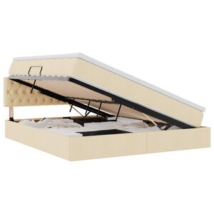 vidaXL Lit de rangement LED avec matelas Crème 160 x 200 cm Tissu