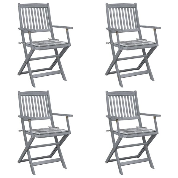 vidaXL Chaises pliables d'extérieur lot de 4 et coussins Bois d'acacia