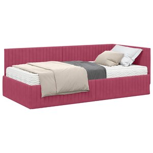 vidaXL Cadre de lit d'angle avec matelas 2 Pièces Vert Velours