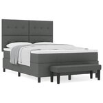 vidaXL Lit à ressorts avec matelas Gris foncé 160 x 200 cm tissu