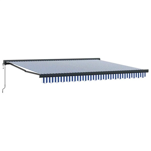 vidaXL Auvent rétractable bleu et blanc 4x3 m tissu et aluminium