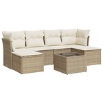 vidaXL Salon de jardin avec coussins 7 Pièces beige résine tressée