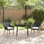 vidaXL Ensemble de salle à manger de jardin 3 pièces en poly rotin noir