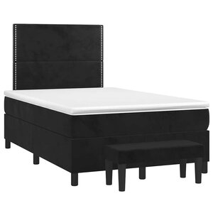 vidaXL Sommier à lattes de lit avec matelas noir 120x190 cm velours