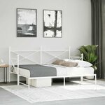 vidaXL Lit de jour avec lit gigogne sans matelas blanc 90x190 cm acier