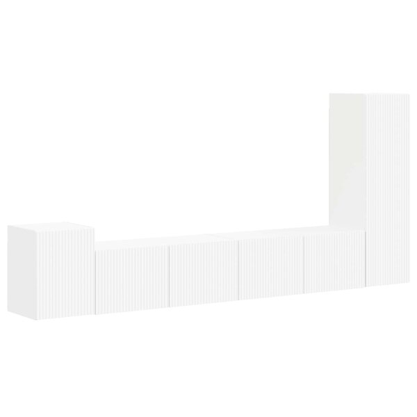 vidaXL Ensemble meuble TV Montage mural 3 Pièces Blanc Bois d'ingénierie