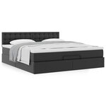 vidaXL Cadre de lit ottoman avec matelas noir 180x200 cm similicuir