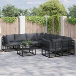 vidaXL Ensemble de canapé de jardin 9 pc Noir Acier