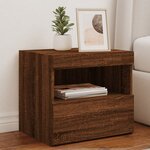 vidaXL Tables de chevet et lumières LED 2 Pièces chêne marron 50x40x45 cm