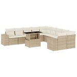 vidaXL Salon de jardin 11 Pièces avec coussins beige résine tressée