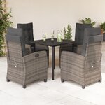 vidaXL Ensemble à manger de jardin 5 Pièces coussins gris résine tressée