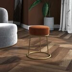 vidaXL Tabouret rond Marron Velours