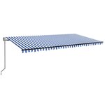 vidaXL Auvent automatique capteur de vent LED 600x350 cm Bleu et blanc