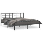 vidaXL Cadre de lit métal avec tête de lit noir 180x200 cm