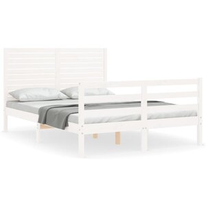 vidaXL Cadre de lit sans matelas blanc bois massif