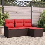 vidaXL Ensemble de canapé de jardin 4 Pièces Marron Poly rotin