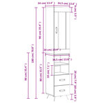 vidaXL Buffet haut Sonoma gris 34 5x34x180 cm Bois d'ingénierie