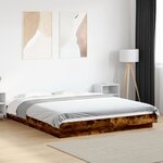 vidaXL Cadre de lit et lumières LED sans matelas chêne fumé 160x200 cm