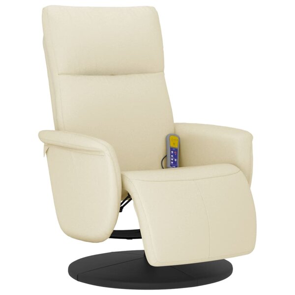 vidaXL Fauteuil inclinable de massage et repose-pieds crème similicuir
