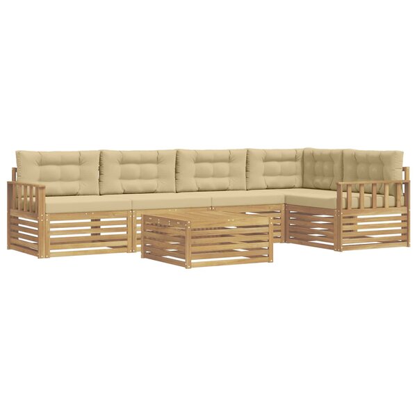 vidaXL Ensemble de canapés d'extérieur 6 pc Blanc et Beige Polyester