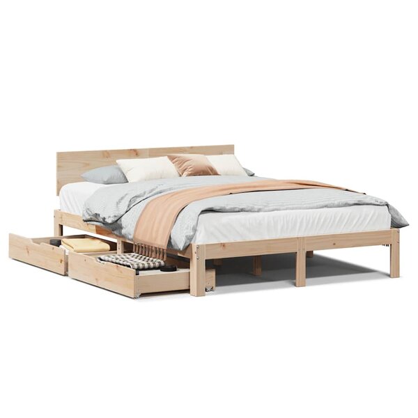 vidaXL Cadre de lit avec tiroirs sans matelas 140x190 cm