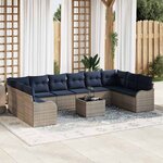 vidaXL Ensemble de Canapés avec coussin 11 Pièces Gris Polyester