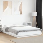 vidaXL Cadre de lit avec lumières LED blanc 140x200 cm bois ingénierie