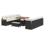 vidaXL Ensemble de canapé de jardin 11 Pièces Noir polyrotin