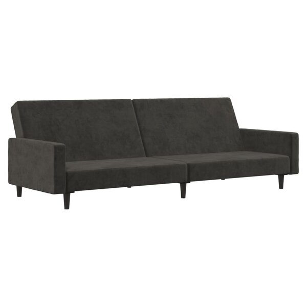 vidaXL Canapé-lit à 2 places gris foncé velours