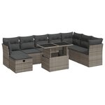 vidaXL Salon de jardin 9 Pièces avec coussins gris résine tressée