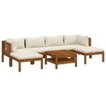 vidaXL Salon de jardin 7 Pièces avec coussin crème Bois d'acacia solide
