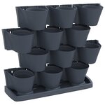 vidaXL Ensemble de jardinières verticales 12 Pièces Anthracite PP