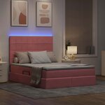 vidaXL Lit de rangement LED avec matelas Rose 140 x 190 cm Velours