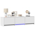 vidaXL Meuble TV avec LED Blanc 165 x 34 x 40 cm Bois d’ingénierie