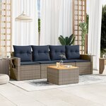 vidaXL Salon de jardin 5 Pièces avec coussins gris résine tressée